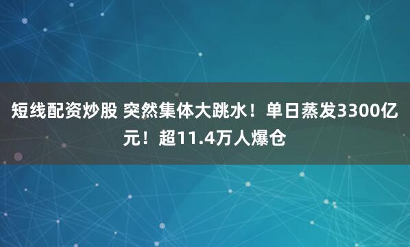 短线配资炒股 突然集体大跳水!单日蒸发3300亿元!超11.4万人爆仓